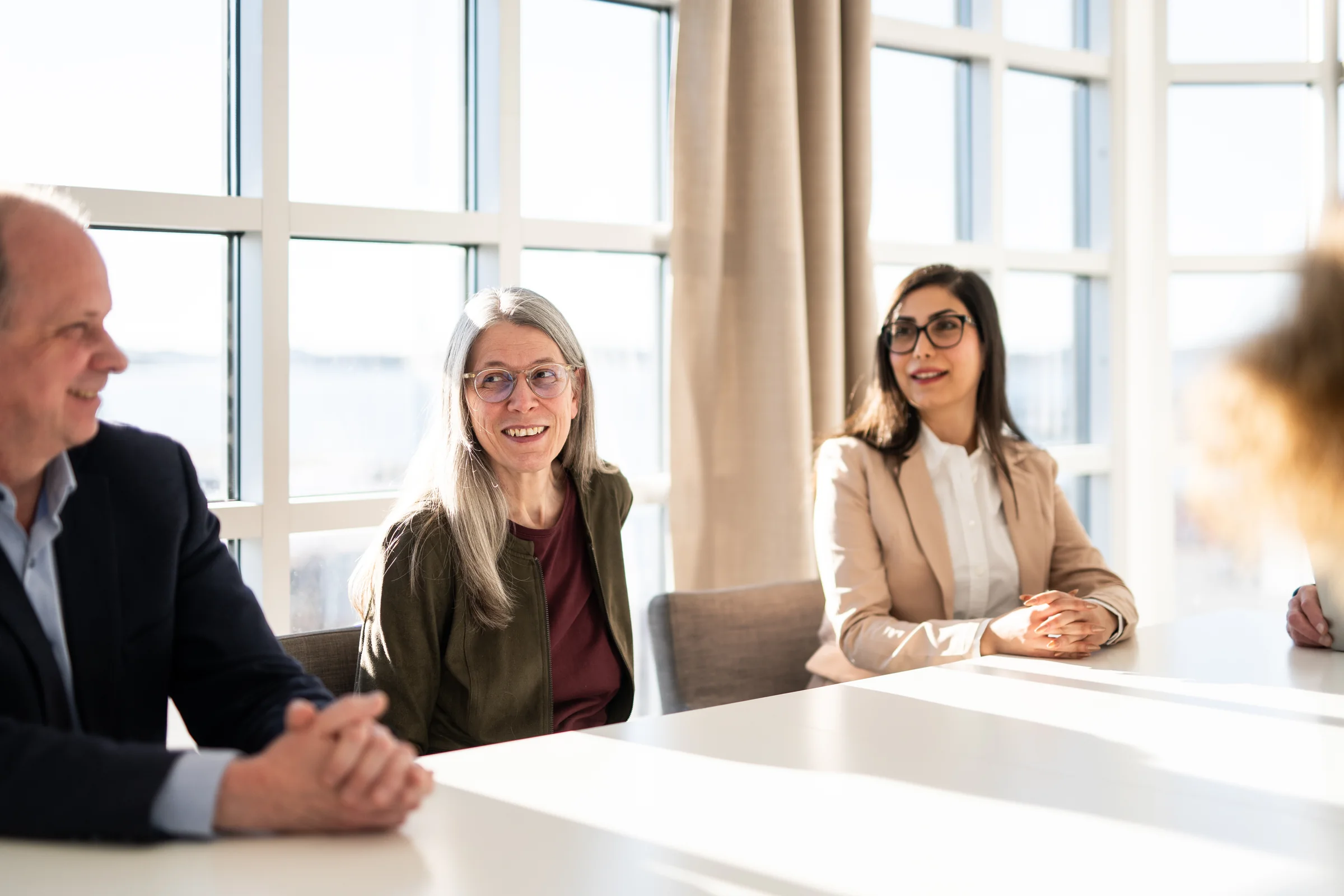 Mikael Ring, Elisabet Josefsson and Sara Abbasi in a meeting at Skattepunkten